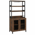 Credenza marrone in legno e metallo con ante a rete