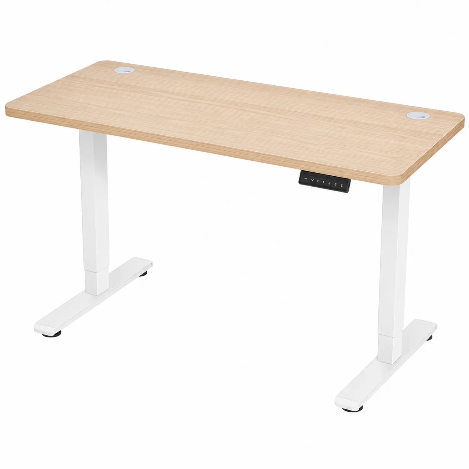 Scrivania regolabile in legno chiaro e acciaio bianco 120x60 cm