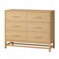 Cassettiera in legno massello di rovere con 6 cassetti 120x40x78 cm