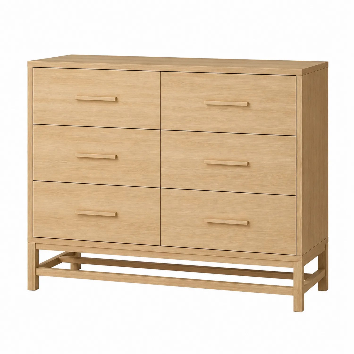 Cassettiera in legno massello di rovere con 6 cassetti 120x40x78 cm