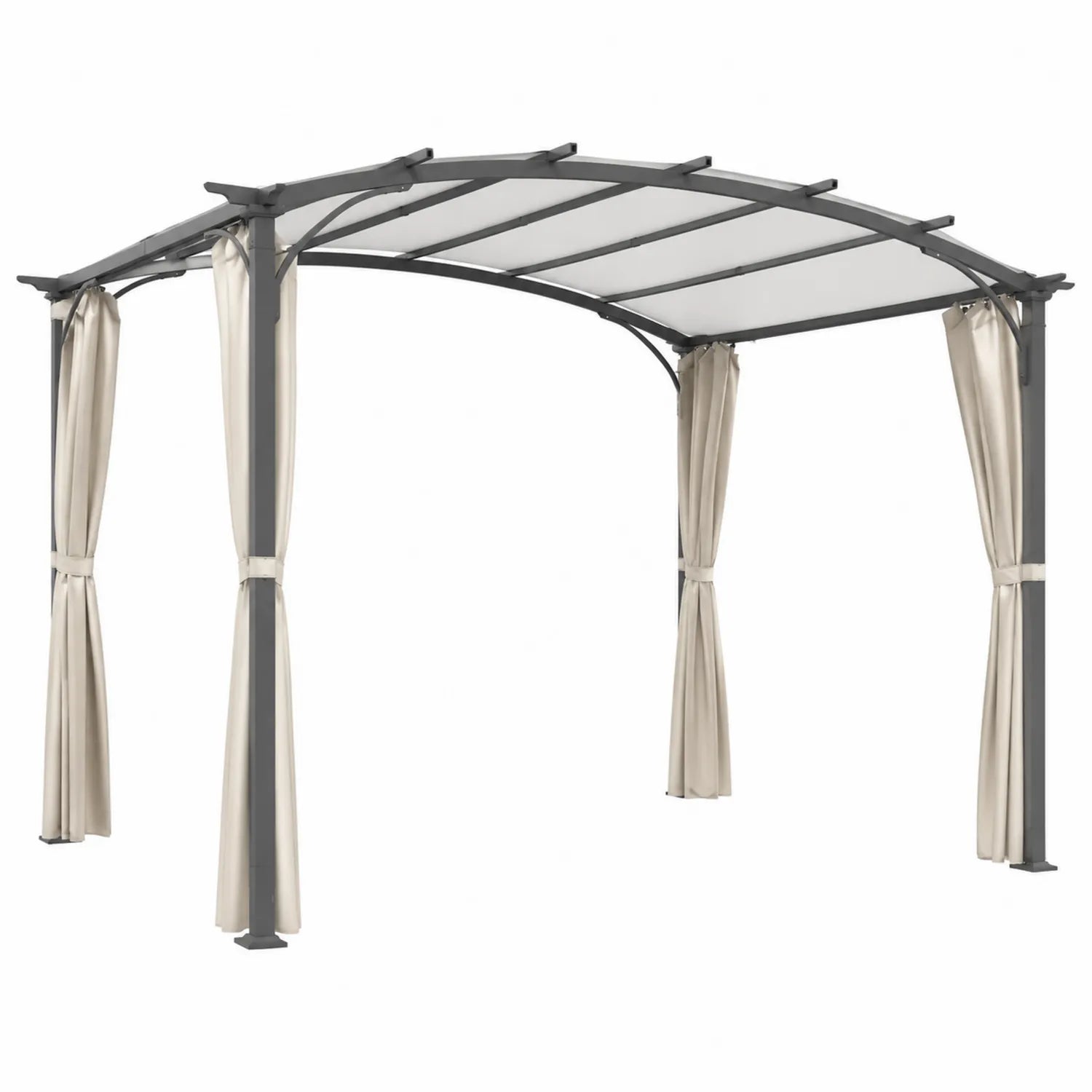 Gazebo Rettangolare in Acciaio con Tenda in Poliestere Beige 3x4 m