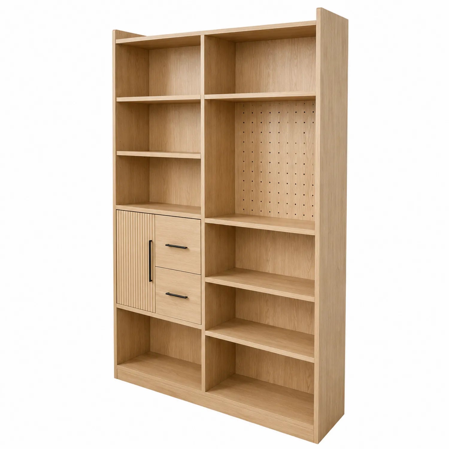 Libreria in legno con scaffali e cassetti 180x120x30 cm