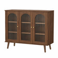 Credenza in legno noce e vetro ondulato