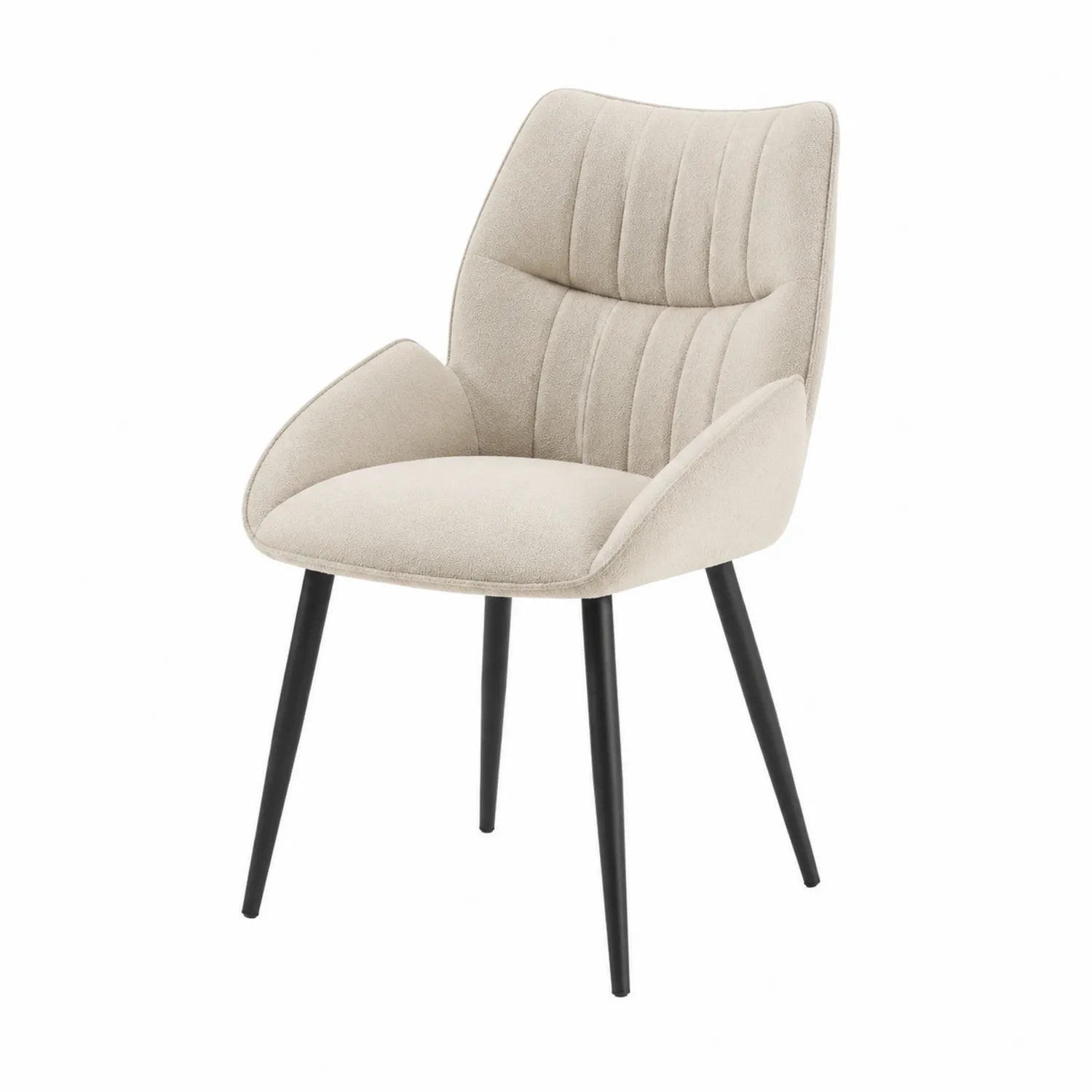 Sedia in Tessuto Beige con Gambe in Metallo