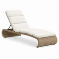 Lettino da Esterno in Rattan con Cuscini in Poliestere Beige Regolabile