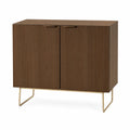 Credenza in Legno con Ante Scanalate e Base in Metallo Marrone