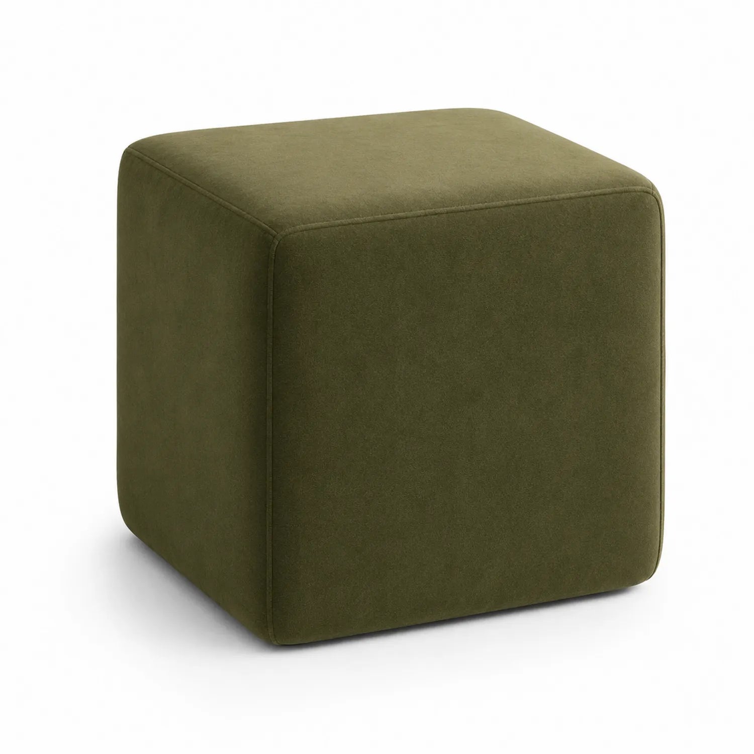 Poggiapiedi Cubo in Velluto Verde 40x40x40 cm