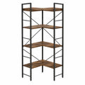Scaffale ad Angolo in Metallo e Legno MDF Marrone 5 Ripiani H153cm