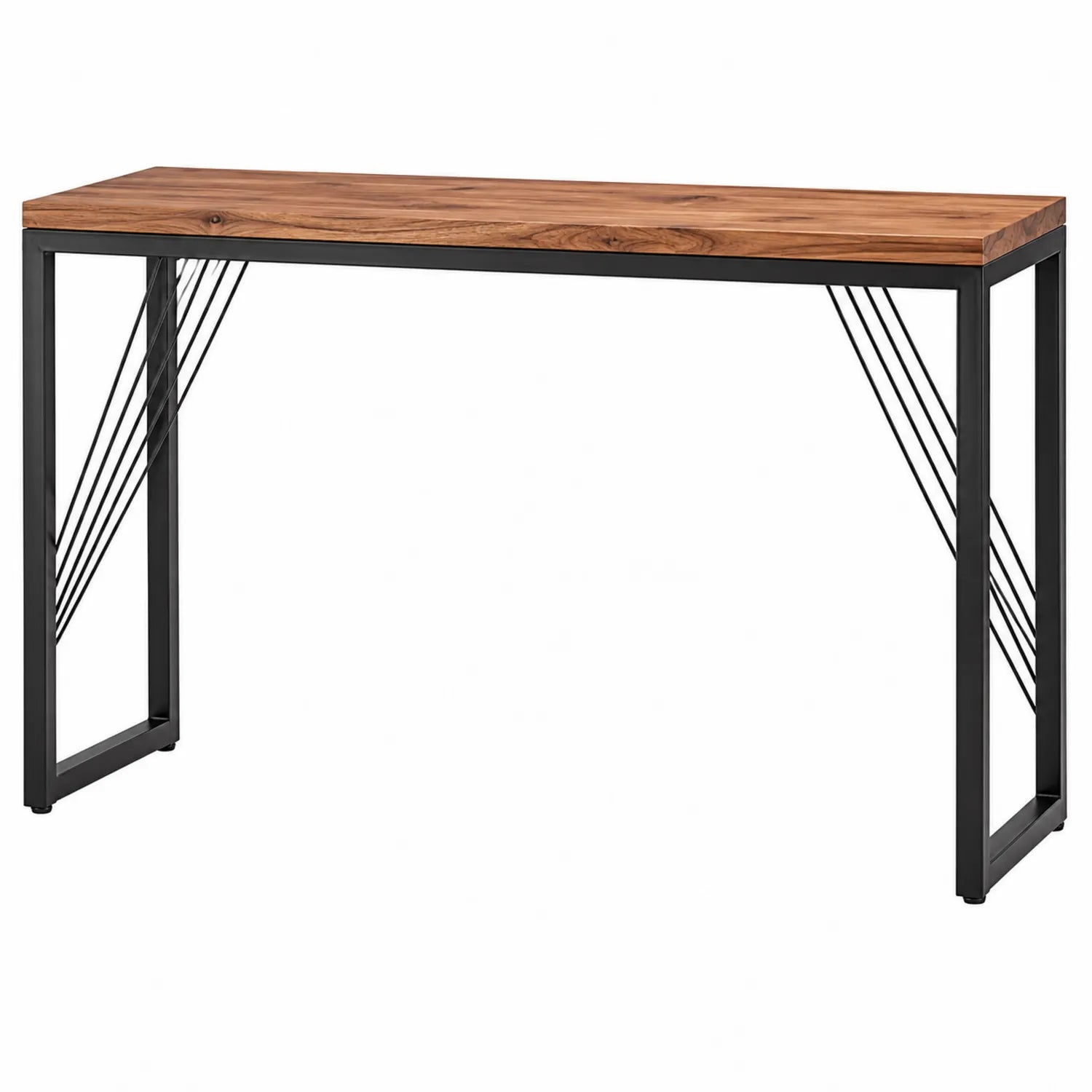 Scrivania in Legno Massello e Metallo Nero 120x45x75 cm