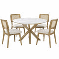 Set tavolo da pranzo rotondo in marmo e legno con 4 sedie