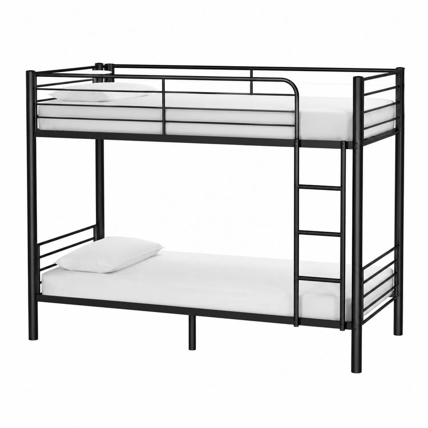 Letto a castello in metallo nero con materassi 200x90 cm