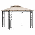 Gazebo da Giardino in Metallo con Tetto in Poliestere Beige 3x3m