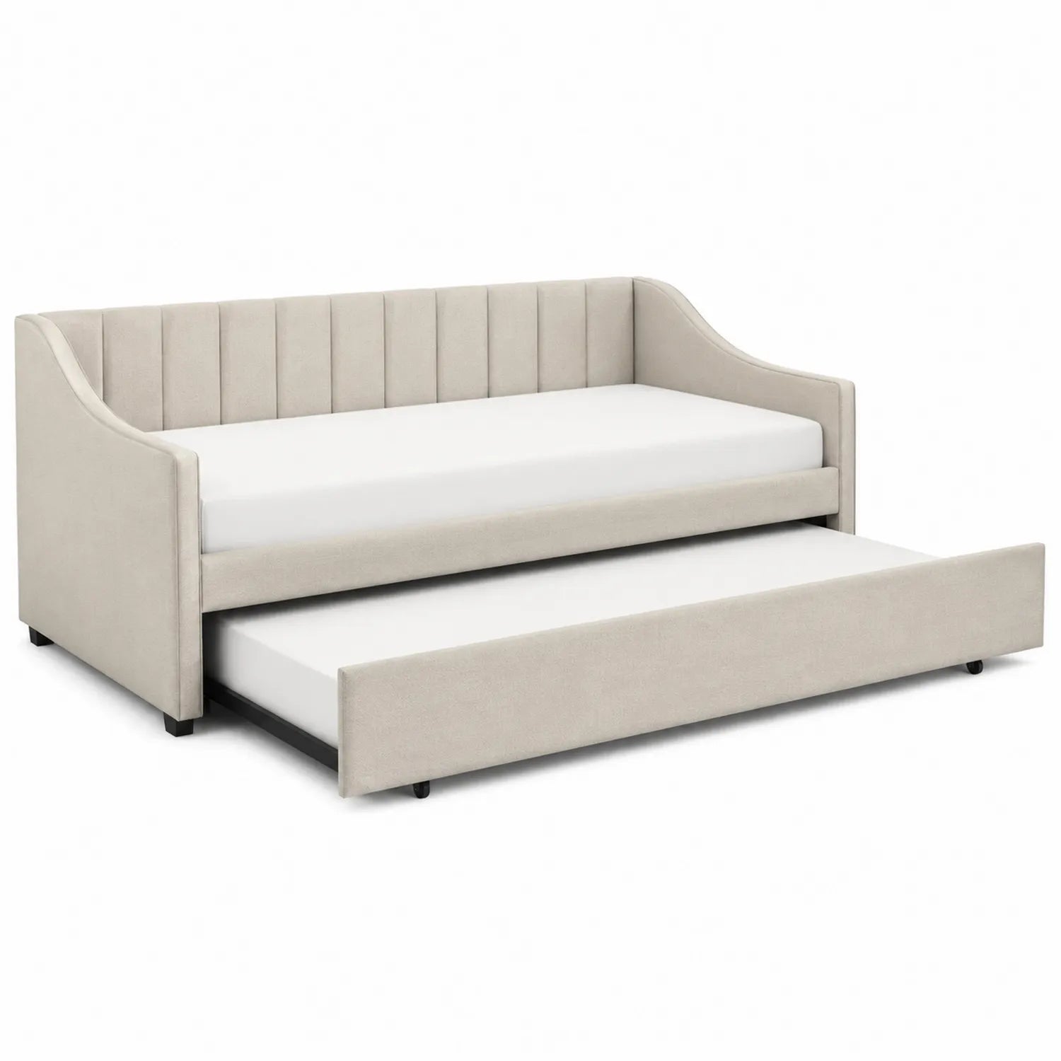 Divano Letto con Letto Estraibile in Tessuto Beige