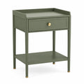 Comodino in legno verde con cassetto e ripiano 48x40x66cm