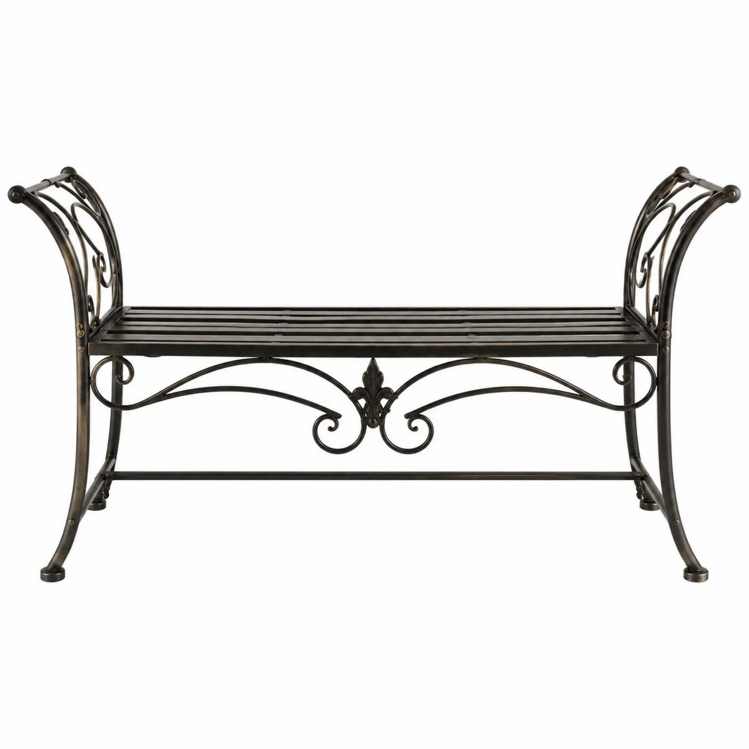 Panca in ferro battuto nero 120x40x85 cm