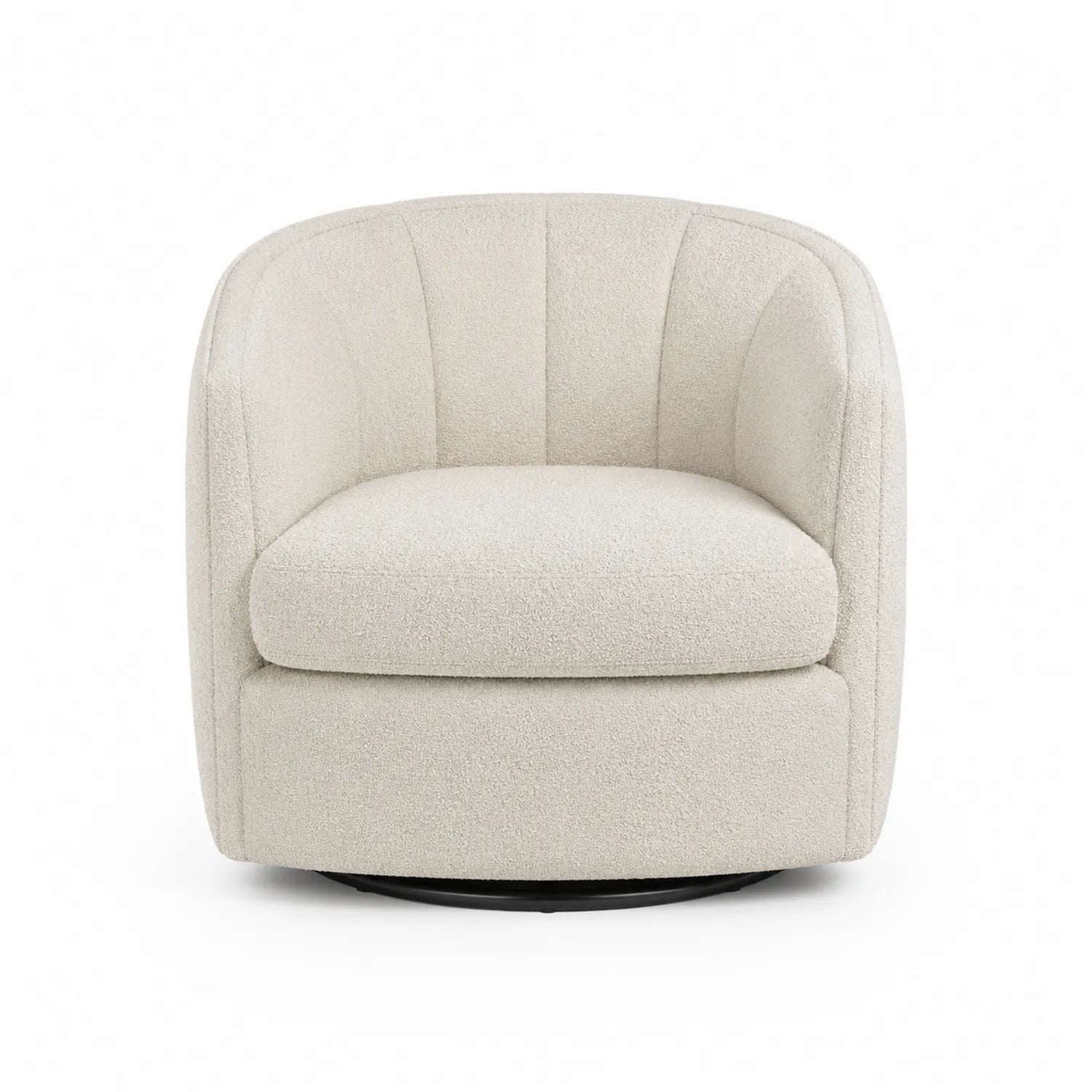 Poltrona girevole in tessuto boucl¨¦ beige