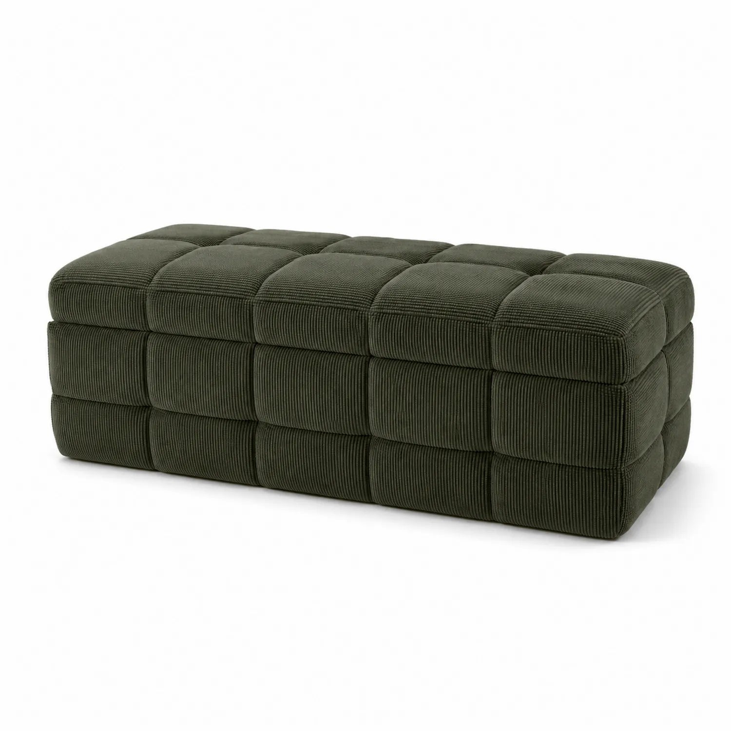 Panca in Velluto a Coste Verde Rettangolare 140cm