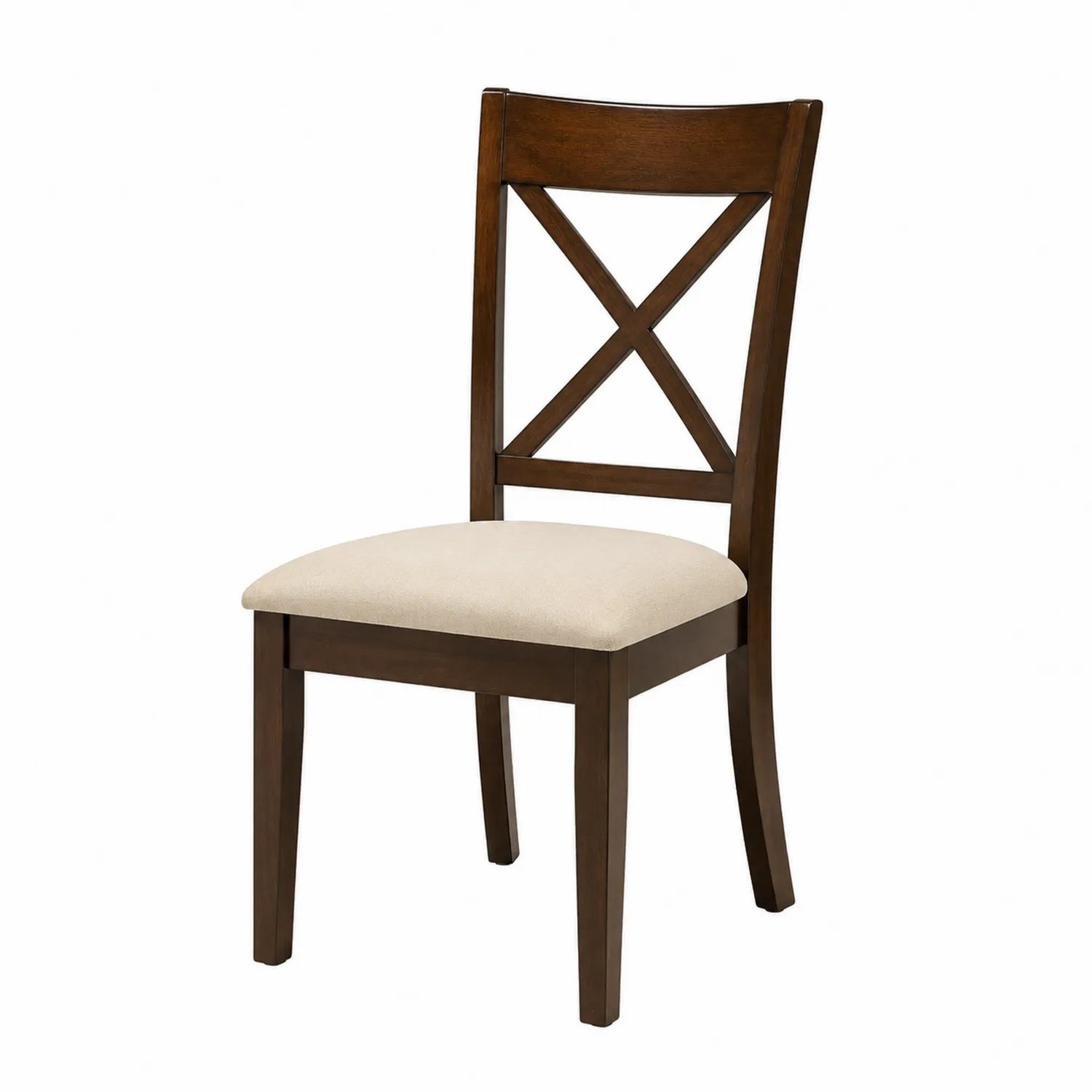 Sedia in legno massello con seduta in tessuto beige