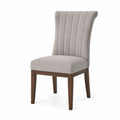 Sedia da pranzo in tessuto grigio con gambe in legno massello