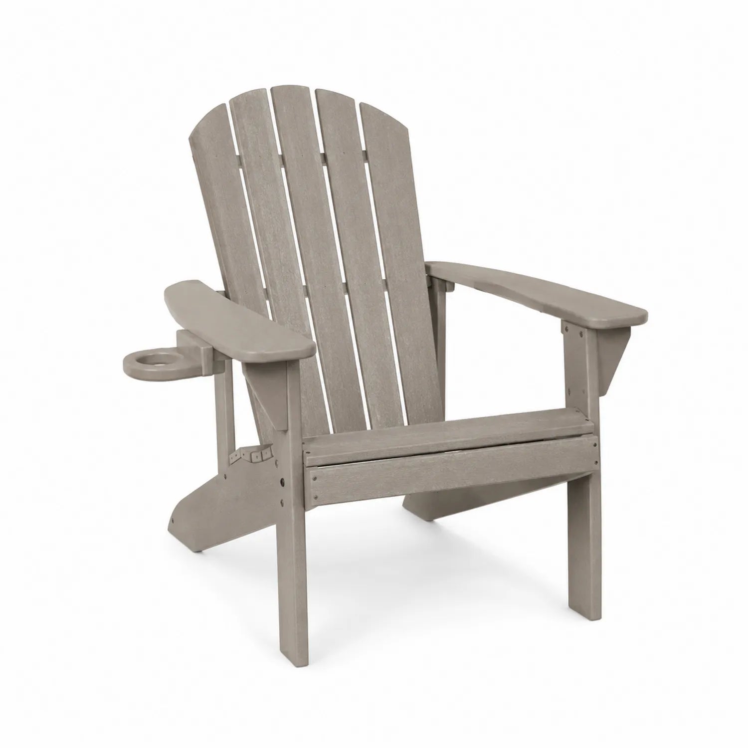 Sedia Adirondack da esterno in plastica riciclata grigia con porta bevande