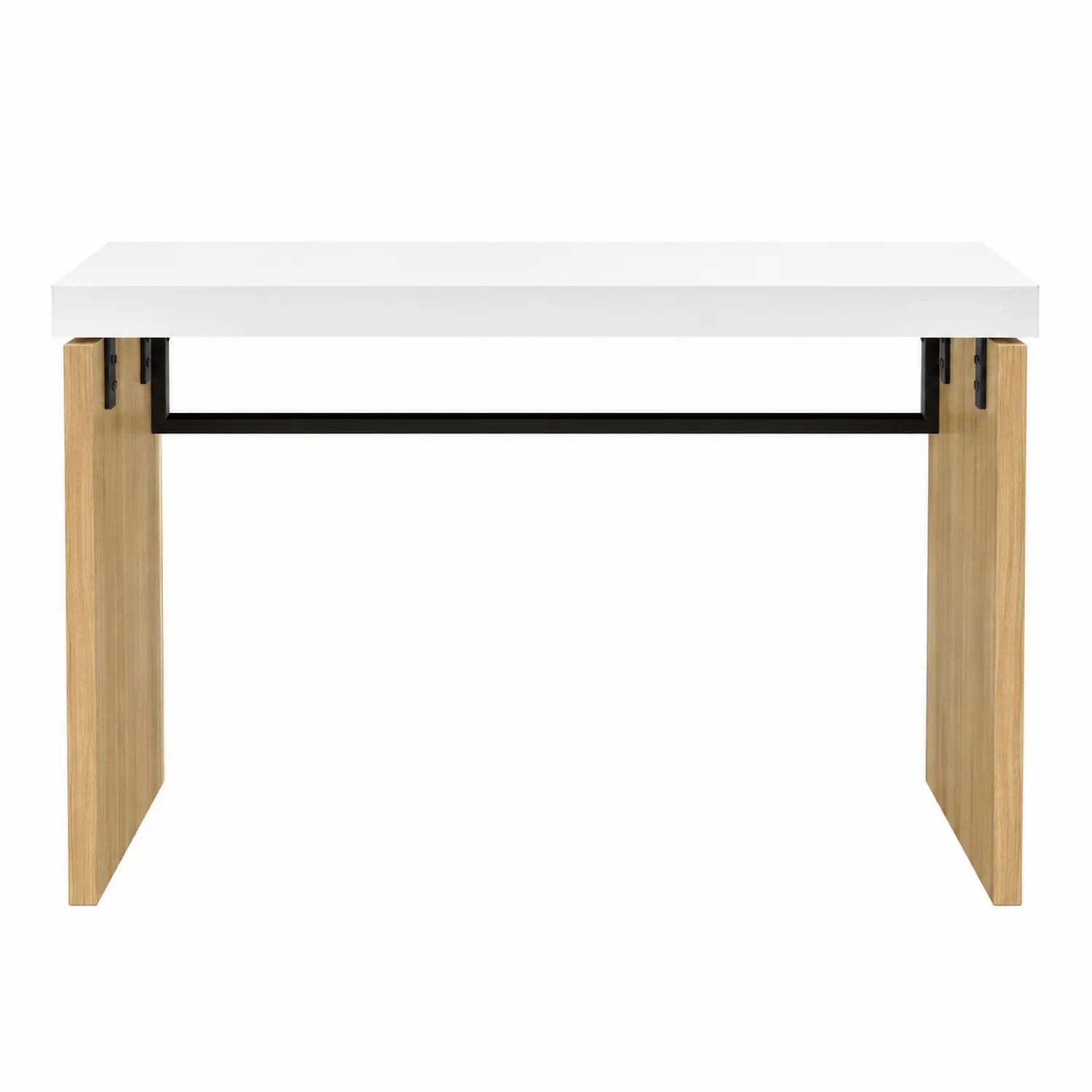 Scrivania in legno e metallo bianco e rovere 120x60x75 cm