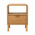 Comodino in legno di rovere con ripiano e cassetto