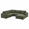 Divano angolare modulare in tessuto con chaise longue e cuscini