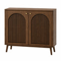 Credenza in Legno Impiallacciato Marrone con Ante a Persiana