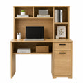Scrivania in Legno Effetto Rovere con Libreria e Cassetti