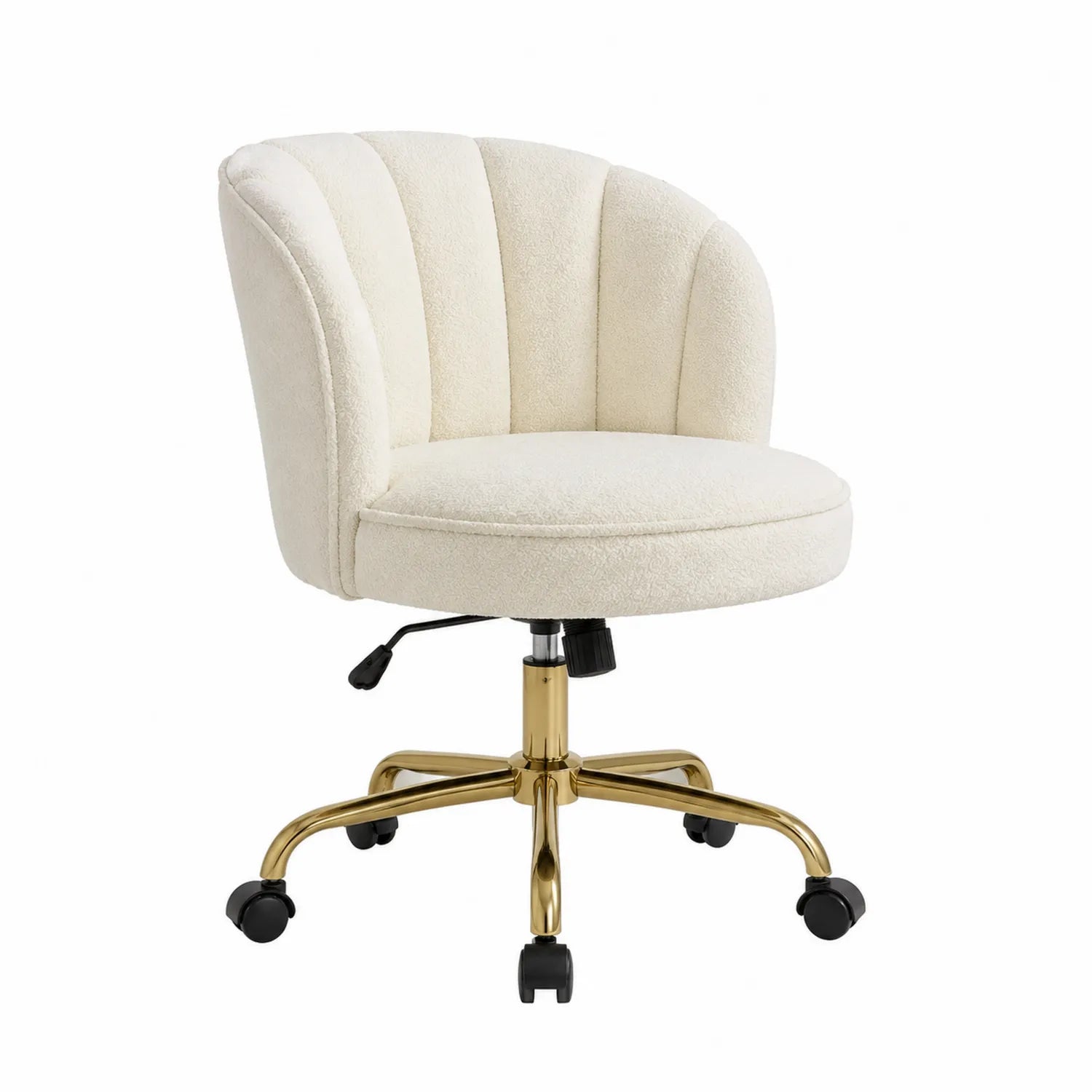 Sedia regolabile in tessuto crema con base in metallo dorato
