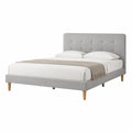 Letto matrimoniale imbottito in tessuto e legno Grigio 200x160 cm