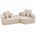 Divano modulare in velluto a coste beige