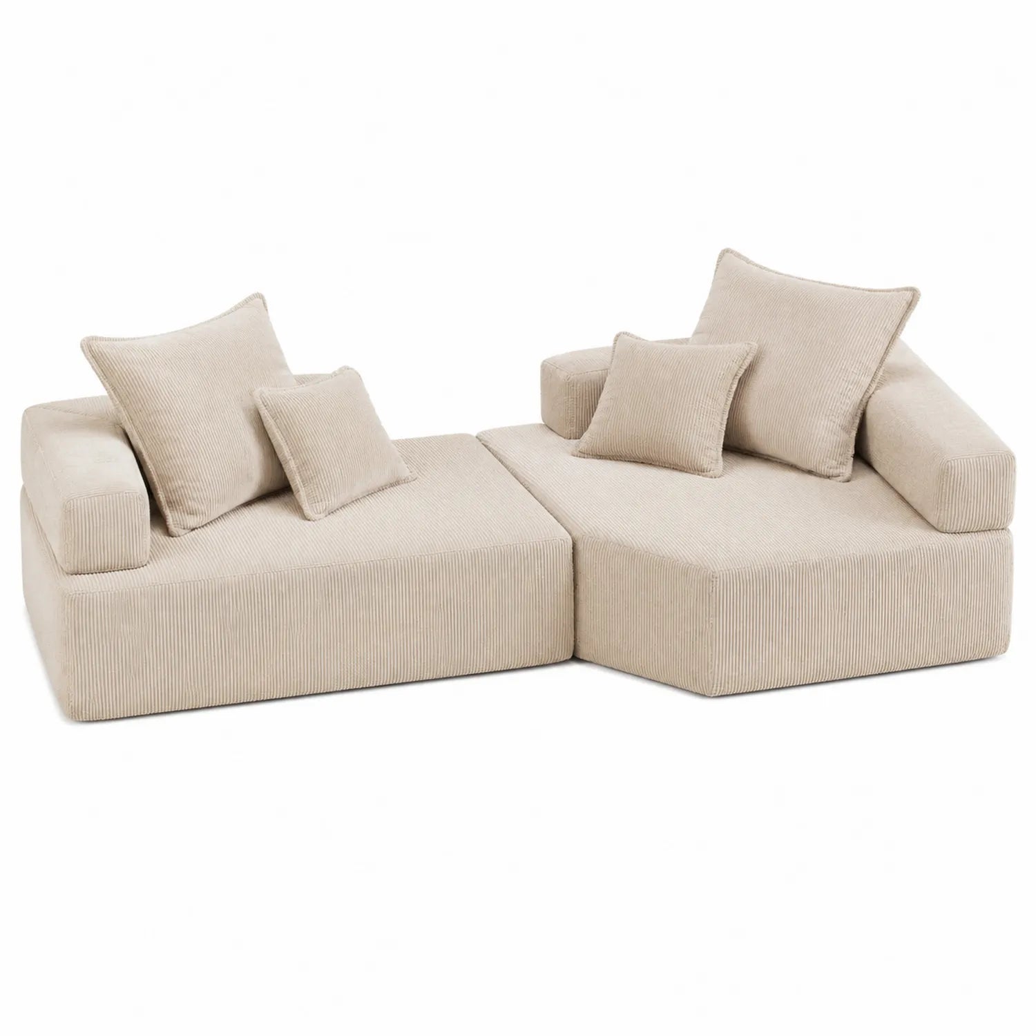 Divano modulare in velluto a coste beige