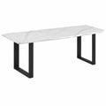 Tavolo da pranzo in marmo bianco con base in metallo nero 180x90x75 cm